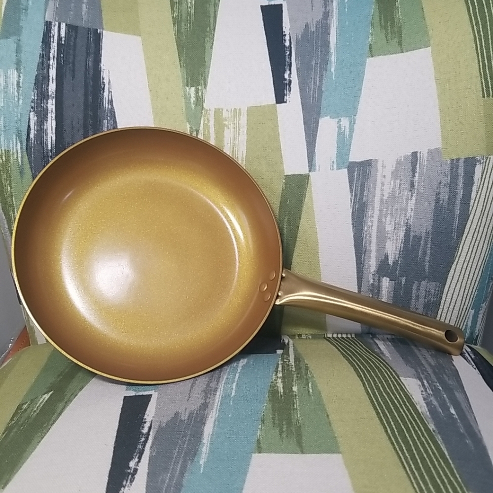 Parini Golden Chef Cookware Non-Stick 9.5" Fry Pan 18K Gold Infused Coating NIB
